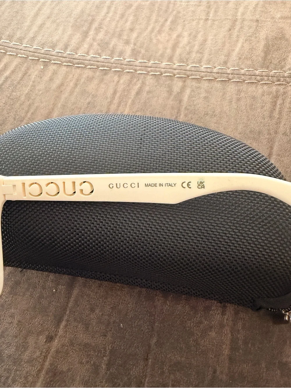 Gucci Ivory/Cream Men's Square Sunglasses with Dark Lenses